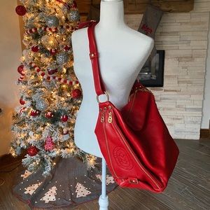 Red leather purse